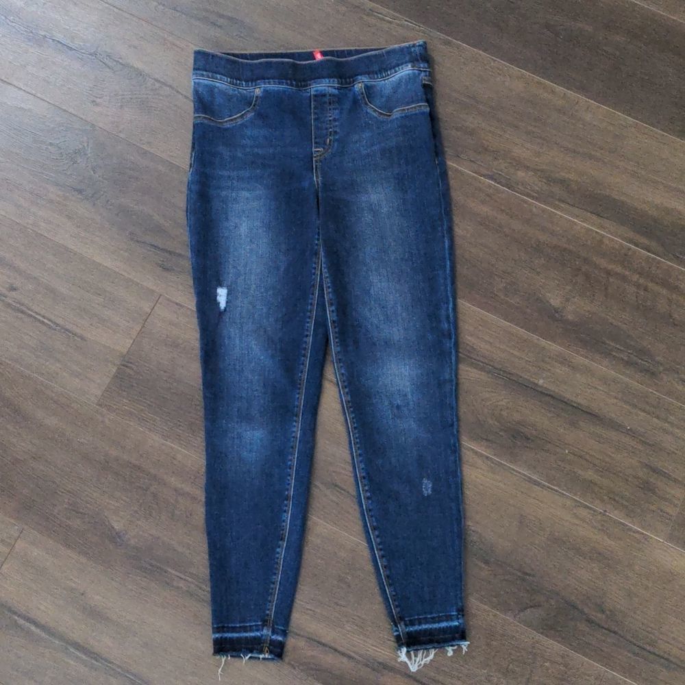 Spanx Distressed Ankle Skinny Jeans Medium Wash Size Medium